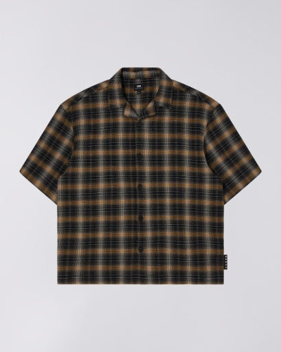 Plaid Camp Collar Shirt - Brown Plaid