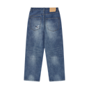 Distressed Wide Leg Jeans - Blue Denim