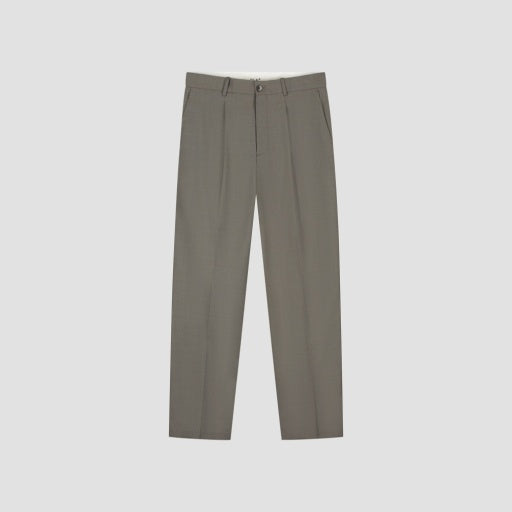 Pleated Tapered Dress Pants - Olive Green
