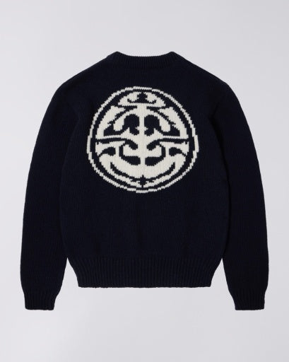 Rib Knit Crewneck Sweater - Navy