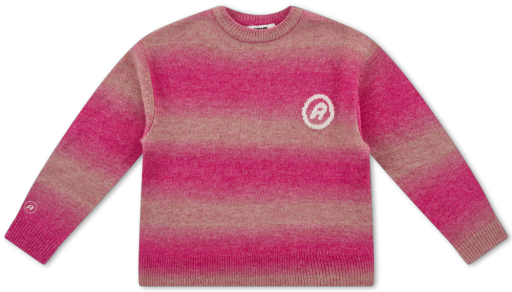 Striped Knit Crewneck Sweater - Pink Fade