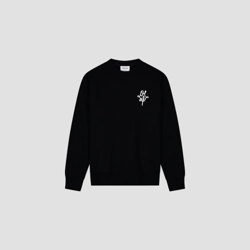 Crewneck Embroidered Sweatshirt - Black/White