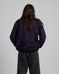 Graphic Knit Crewneck Sweater - Black/Purple Pattern