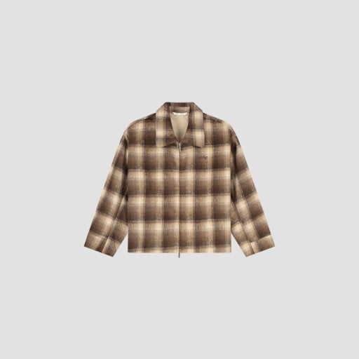 Shacket Plaid Zip Jacket - Brown Plaid