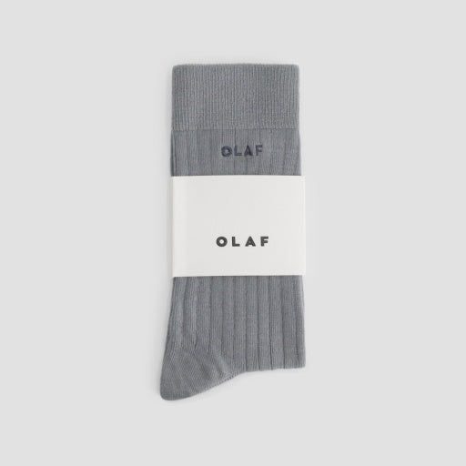 Ribbed Crew Socks - Grey