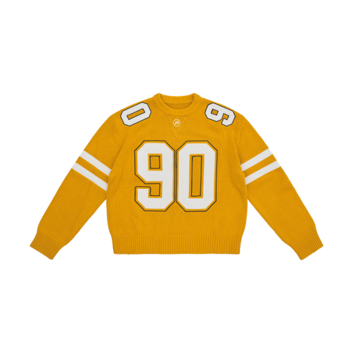Varsity Number Knit Sweater - Yellow