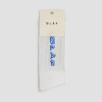 Ribbed Logo Ankle Socks - White