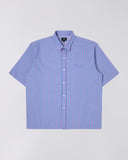 Striped Short-Sleeve Button-Up Shirt - Blue Stripe