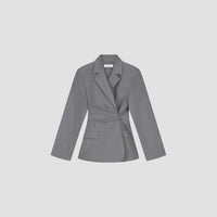 Asymmetric Wrap Front Blazer - Grey