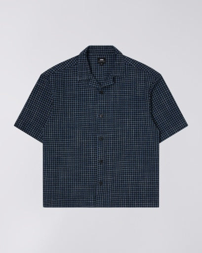 Checked Camp Collar Shirt - Navy Check