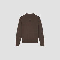 Crewneck Ribbed Trim Sweater - Brown