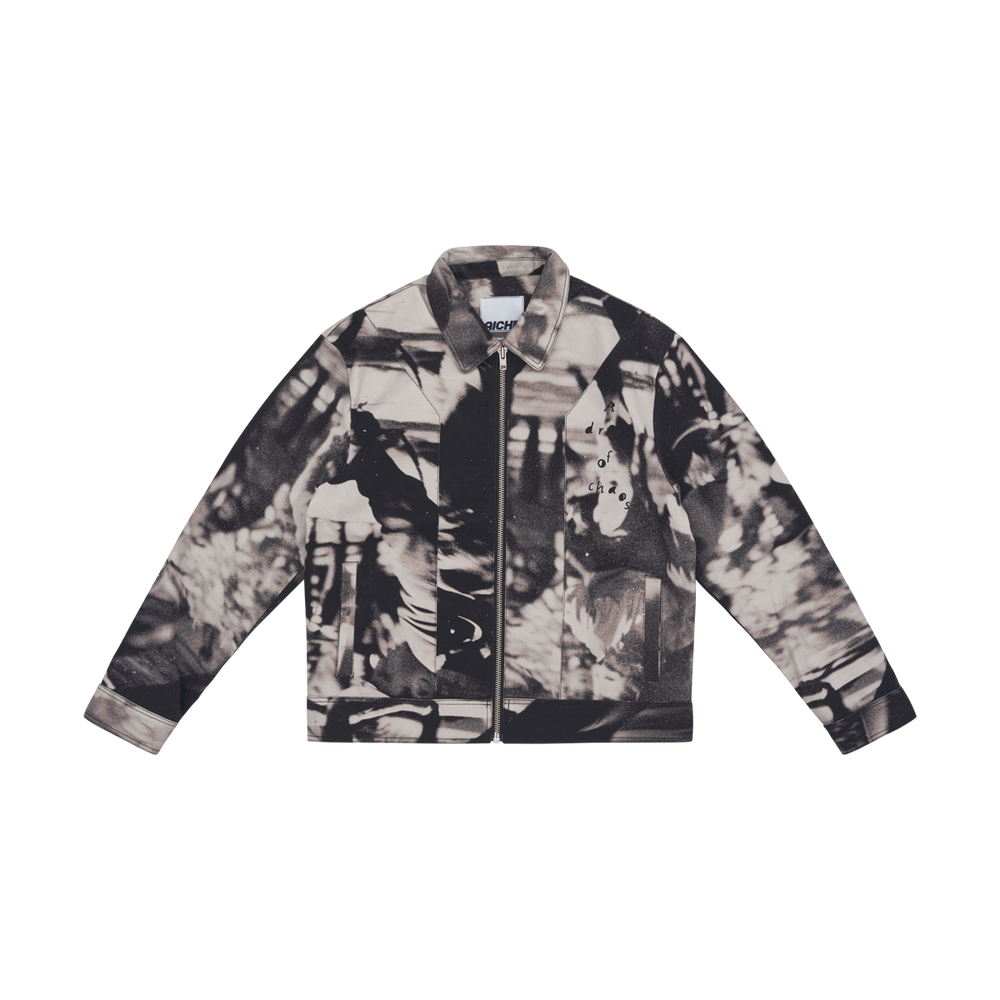 Printed Zip Front Jacket - Black/White Print