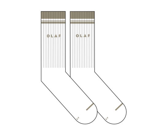 Striped Cuff Crew Socks - White