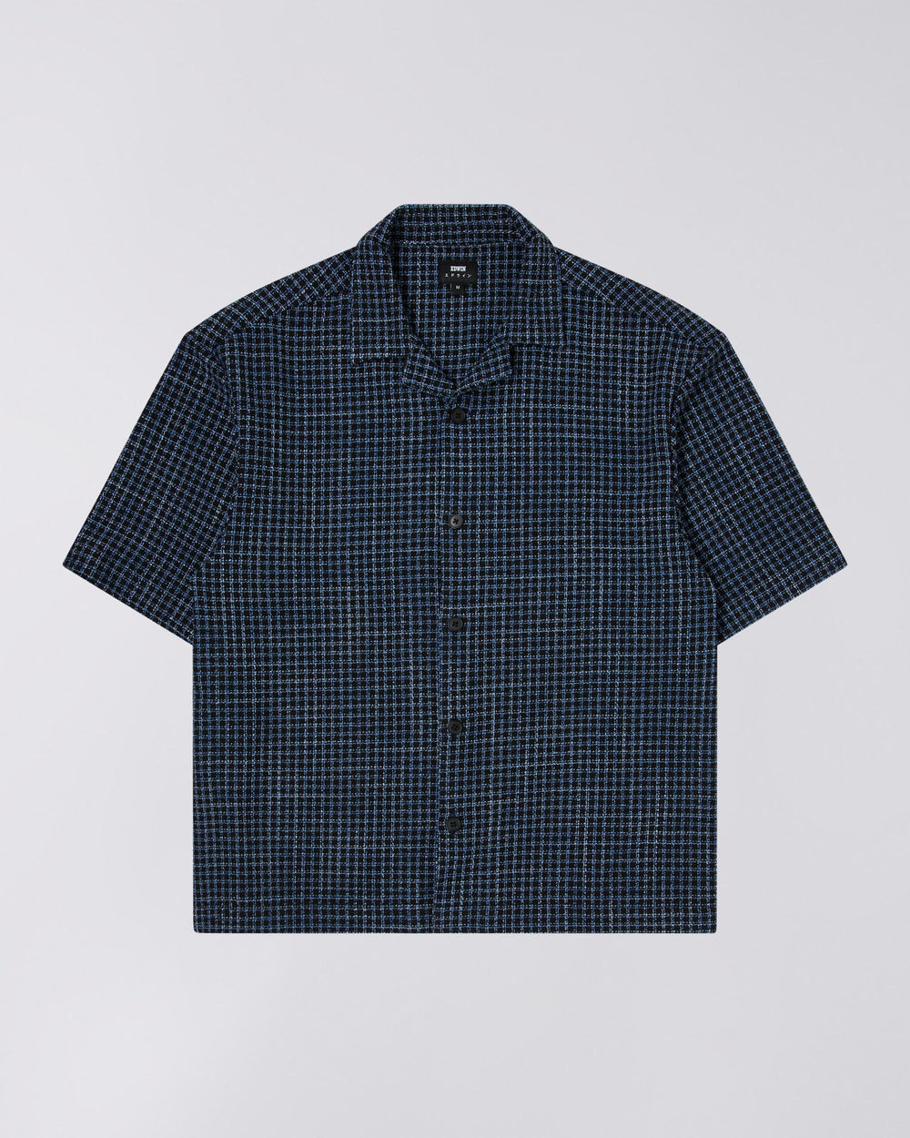 Short Sleeve Patterned Shirt - Navy Blue