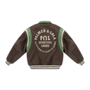 Varsity Jacket with Contrast Collar - Brown