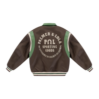Varsity Jacket with Contrast Collar - Brown