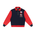 Quarter Zip Polo Sweatshirt - Navy/Red