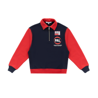 Quarter Zip Polo Sweatshirt - Navy/Red