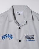 Embroidered Camp Collar Shirt - Light Grey