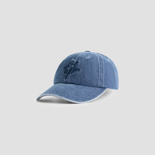 Denim Embroidered Baseball Cap - Washed Blue