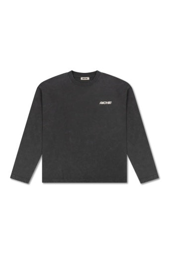 Washed Graphic Longsleeve T-Shirt - Charcoal