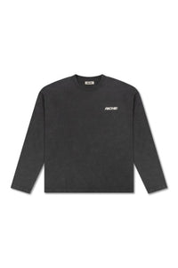 Washed Graphic Longsleeve T-Shirt - Charcoal