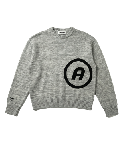 Crewneck Logo Knit Sweater - Grey Mélange