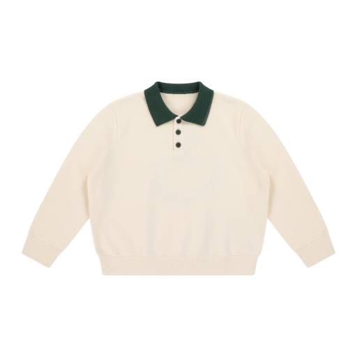 Collared Knit Polo - Cream
