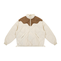 Western Yoke Puffer Jacket - Cream/Brown