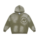 Washed Zip-Up Logo Hoodie - Olive Green