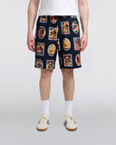 Printed Elastic Waist Shorts - Navy Multi