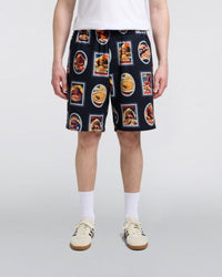 Printed Elastic Waist Shorts - Navy Multi