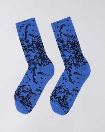 Patterned Crew Socks - Blue/Black Pattern