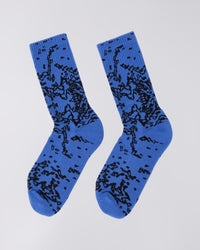 Patterned Crew Socks - Blue/Black Pattern