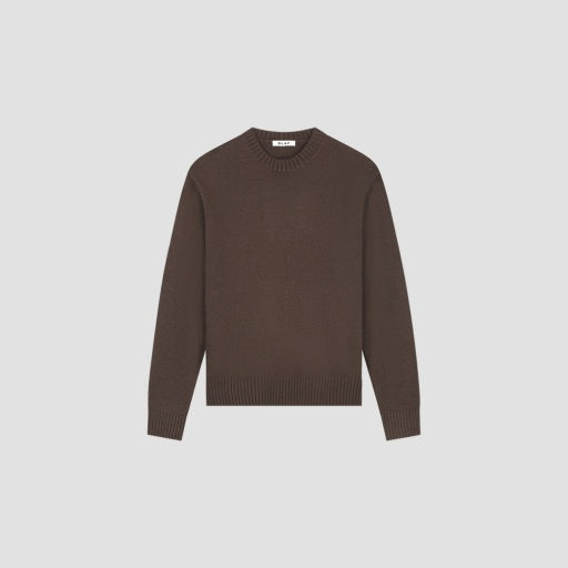 Crew Neck Knit Sweater - Brown