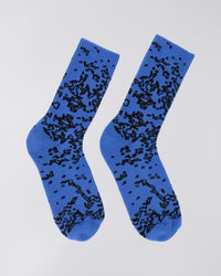 Patterned Crew Socks - Blue/Black Pattern