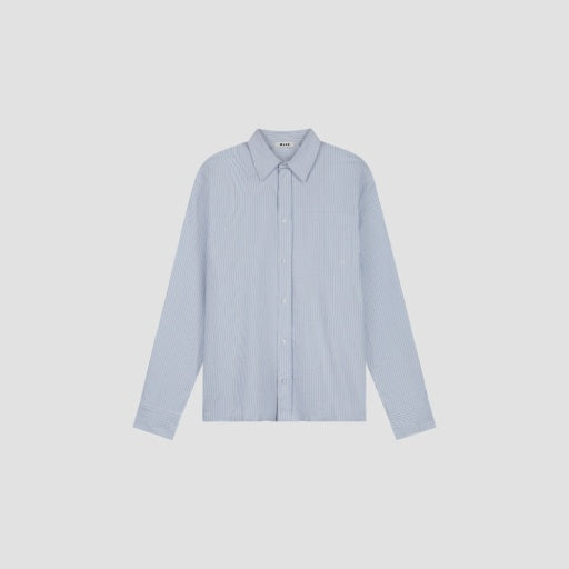 Striped Button-Up Shirt - Light Blue Pinstripe
