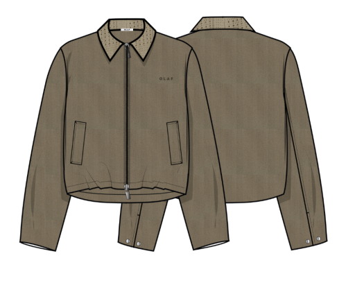 Boxy Cropped Zip Jacket - Khaki