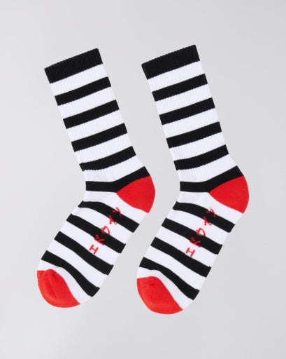 Striped Crew Socks - Black/White Stripe