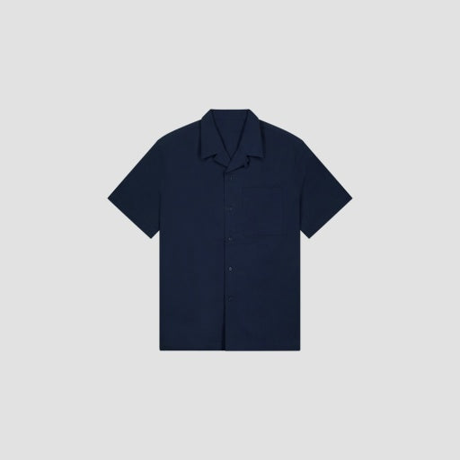 Short Sleeve Camp Collar Shirt - Navy