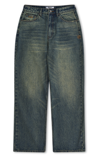 Washed Denim Straight Jeans - Washed Blue