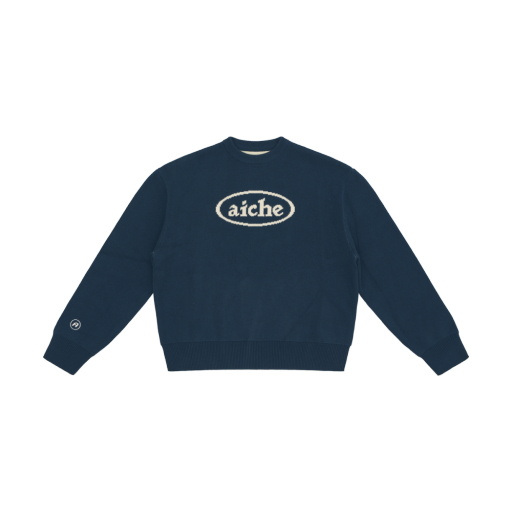 Crewneck Sweatshirt with Embroidery - Navy
