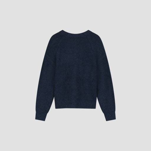 V-Neck Button-Up Cardigan - Navy
