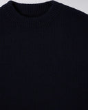 Rib Knit Crewneck Sweater - Navy