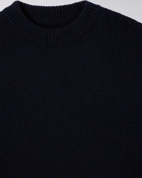 Rib Knit Crewneck Sweater - Navy