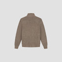 Zip-Up Ribbed Knit Cardigan - Mink Brown