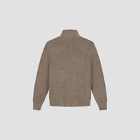 Zip-Up Ribbed Knit Cardigan - Mink Brown