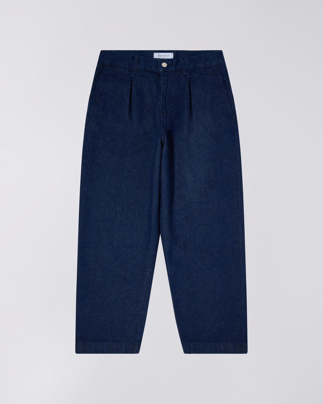 Pleated Denim Tapered Pants - Dark Wash Denim