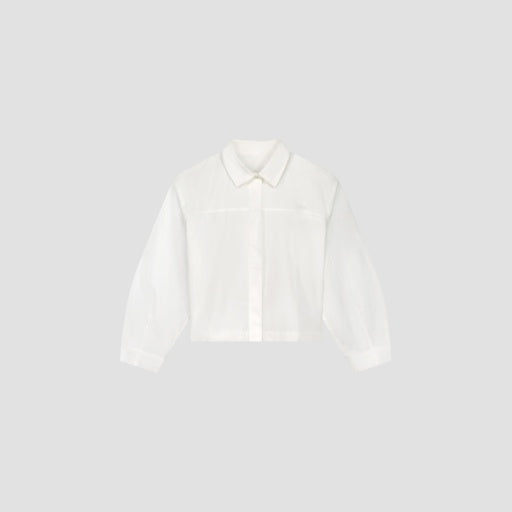 Cropped Button-Up Shirt - White
