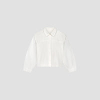 Cropped Button-Up Shirt - White